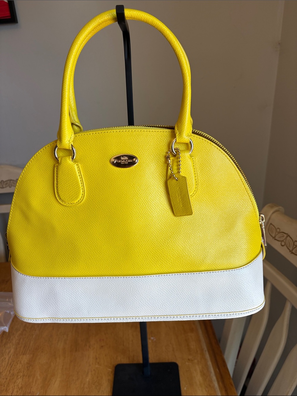 Coach 2015 Yellow and White Dome Satchel